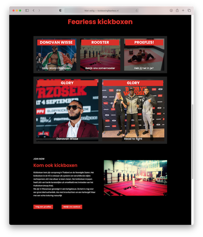 Website Fearless Kickboxing